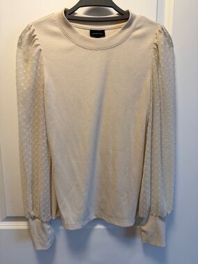 Who What Wear Cream Puff-Sleeve Knit Top